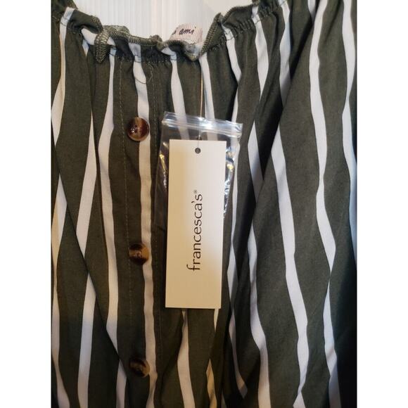 Francesca's Miami Womens Striped Off the Shoulder Crop Top Green Size Large NEW - Picture 12 of 12